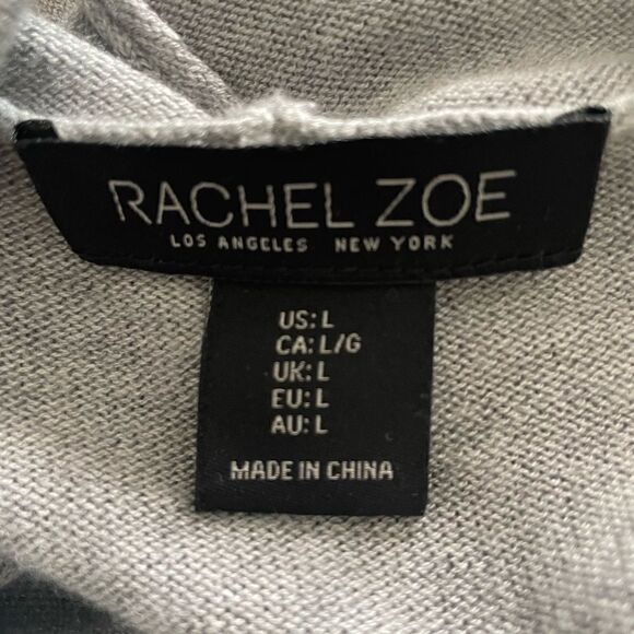 🆕 Rachel Zoe Gray Vacay Cashmere blend Sweater Hoodie Size Large - Picture 4 of 5